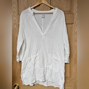 Kona Sol Cream 3/4 Sleeve‎ Oversized Swim Cover Up Small